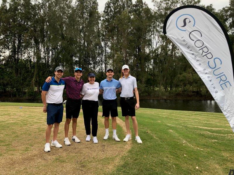 4 golfers and Bravehearts CEO at Corpsure hole