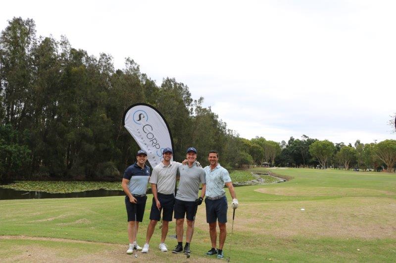 4 golfers at Corpsure hole